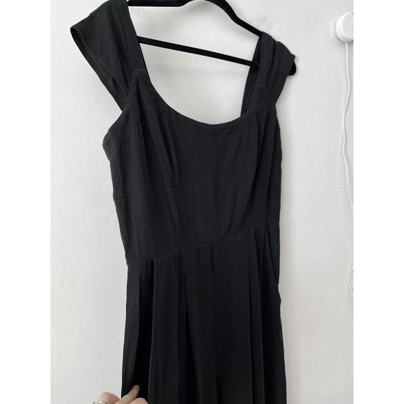 NWT Madewell Black Cap Sleeve Crop Wide Leg Smocked Jumpsuit Womens Size 0 - Picture 5 of 9